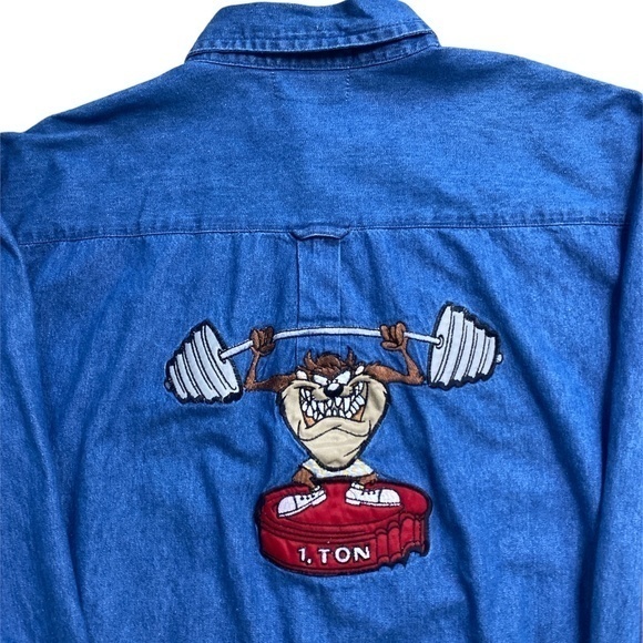 Vintage Looney Tunes Tasmanian Devil Jean Shirt Sz. L - Picture 6 of 10